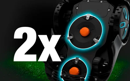 GARDENA smart SILENO max mit zwei Messerscheiben für größere Rasenflächen