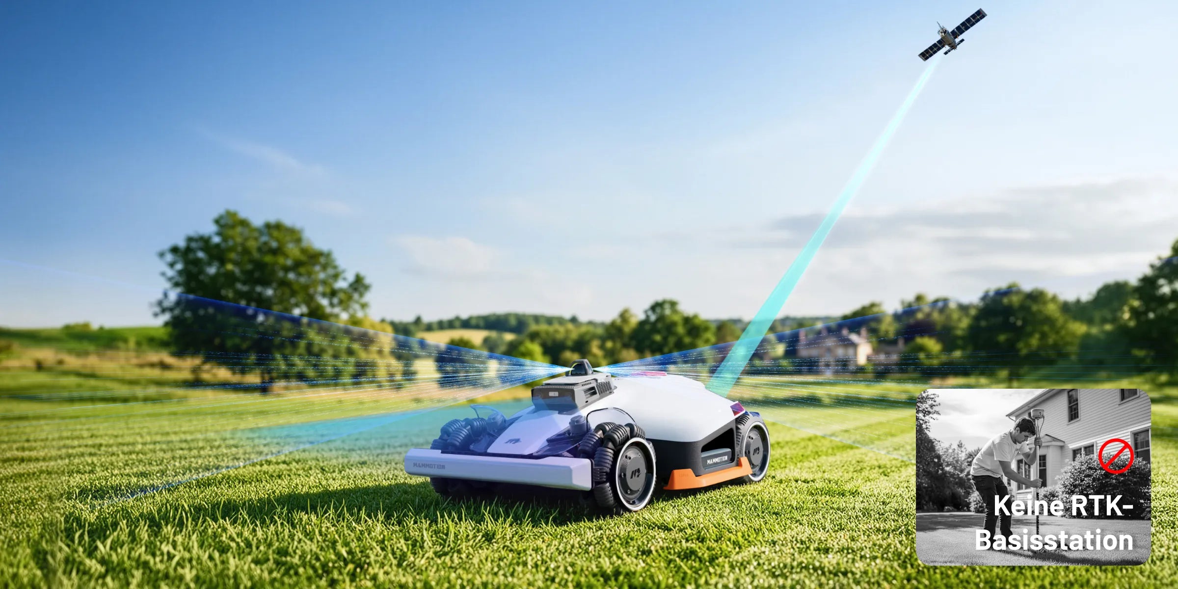 Mammotion LUBA 3 AWD 10000 auf großer Rasenfläche